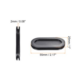 Rebower Rubber Grommets Oval Flexible Wire Hole Plug, [for Home Industry Office Electrical Protection] - 25x55 mm Mount Dia/Single Sided/Black / 10 Pcs