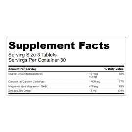 Calcio Magnesio Zinc Vitamina D3 90 Tabletas Eg Cc08