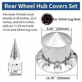 High Soar Lug Nut Covers,33 mm Chrome Lug Nut Covers for Semi Trucks Axle Cover Screw-on ABS Wheel Axle Nut Complete Waterproof(4 Rear) Spiked