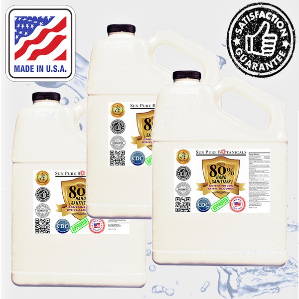 80% Alcohol Hand Sanitizer Bottle Liquid - 128 oz (1 Gallon) - USA Made - Citrus
