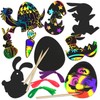 FINGOOO 48 pieces Easter Scratch Art for Kids Egg Scratch