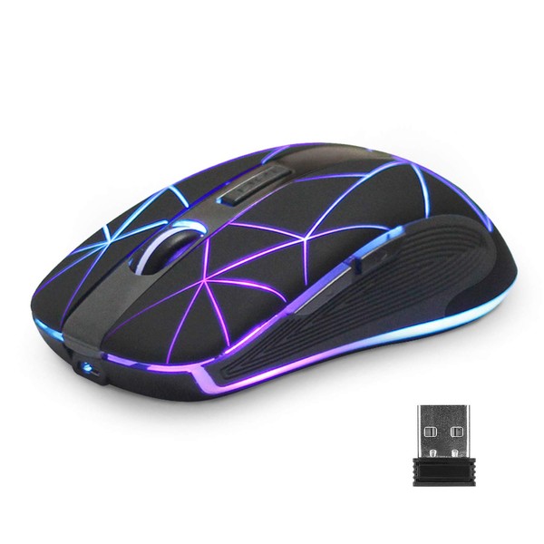 Rii Wireless Mouse RM200, RGB Rechargeable Mouse,Computer Mouse with 3