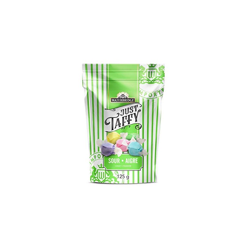 Waterbridge Just Taffy Sour Candy , Cherry-Grape-Raspberry-Sour, 125 gram