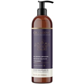 Collagenic | Gel Anti Imperfecciones 3 en 1 | 2% Acido Salicílico Colágeno Hidrolizado 500 ml | Gel Limpiador Facial facial y cuello| Adicional con Acido Hialurónico, limpiador y prevención de imperfecciones