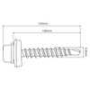 SKIR'CO (Pack of 10) Painted Roofing Screws 4.8 x 100