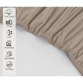 Sloomo Jersey Fitted Sheet, 100% Cotton, Soft & Breathable Bed Sheet with Elastic, Skin-Friendly Fitted Sheet for Mattress Easy Care & Oeko-Tex Certified (Beige, 180 x 200 cm)