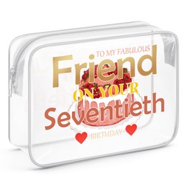 Sazuwu 70th Birthday Gifts for Friends Clear Makeup Bags with Zipper 70 Year Old Gift Ideas 1954 Birthday Gifts for Women Cosmetic Travel Bag Organizer Seventy Birthday Gifts for Women