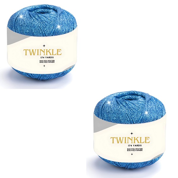 Pack 2 Twinkle Metallic Glitter Yarn Sparkle Fine 1 Light