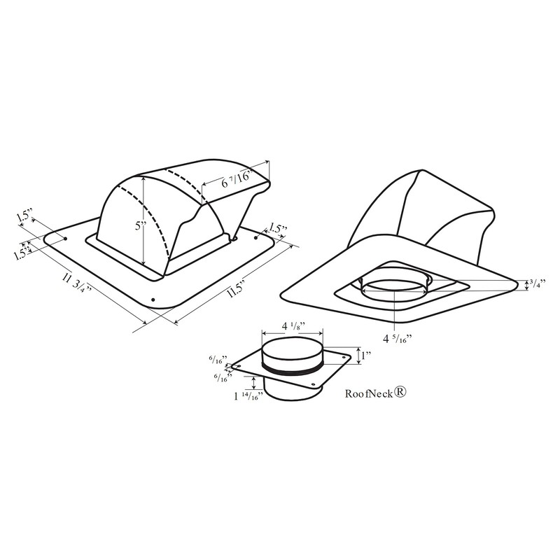 InOvate DryerJack Low Profile Roof Vent with Roof Neck (Mill