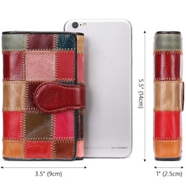 MASIWEI Genuine Leather Patchwork Wallet for Women Multicolor Trifold Wallets Ladies Card Holder Money Organizer with Coin Purse