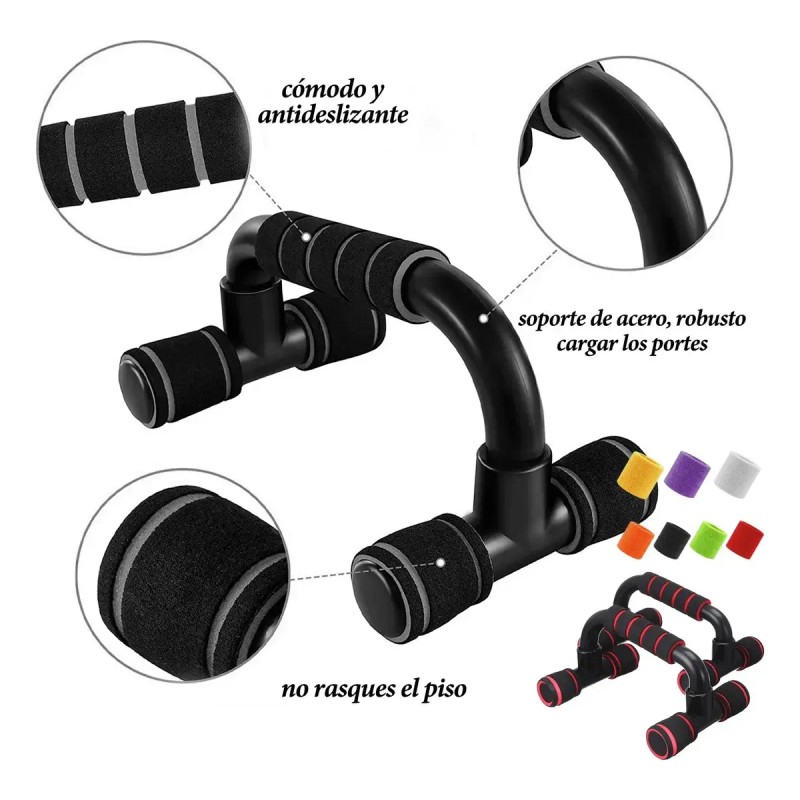 Manijas Para Flexiones 1 Par + 1 Par De Muñequeras