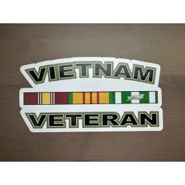 VIETNAM VETERAN WITH RIBBONS BUMPER STICKER DIE CUT