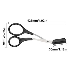1 Pcs Stainless Steel Eyebrow Trimmer Scissors with Eyelash Comb, Precision Beauty Tool for Men and Women, Black