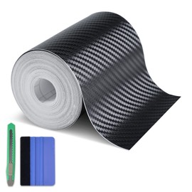 Arespark Carbon Fiber Wrap Black Vinyl Wrap, Cars Window Door Trim Universal Chrome Delete Vinyl Tape, Door Edge Guards Vehicle Protection Tape Auto Accessories with Free Tool Kit (4in x 30ft)