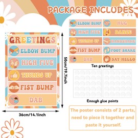 QOUBAI Groovy Classroom Greetings Poster Decor, Classroom Rules Greeting Choice Posters for Educational, Preschool Elementary Teachers Must Haves, Back to School Bulletin Board Welcome Supplies