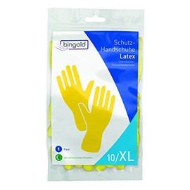 Bingold 504314 Protective Gloves, Latex, Baumwollbeflockt, anatomic fit, CE CAT III, 300 mm, Extra Large, Yellow) (1 Pair)
