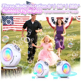 FORALS Snail Bubble Machine - 90°/360° Rotating Automatic Bubble Blower, Rechargeable Portable Bubble Machine with LED Light - Ideal for 3-12 Kids Birthday Gifts, Outdoor Parties and Weddings