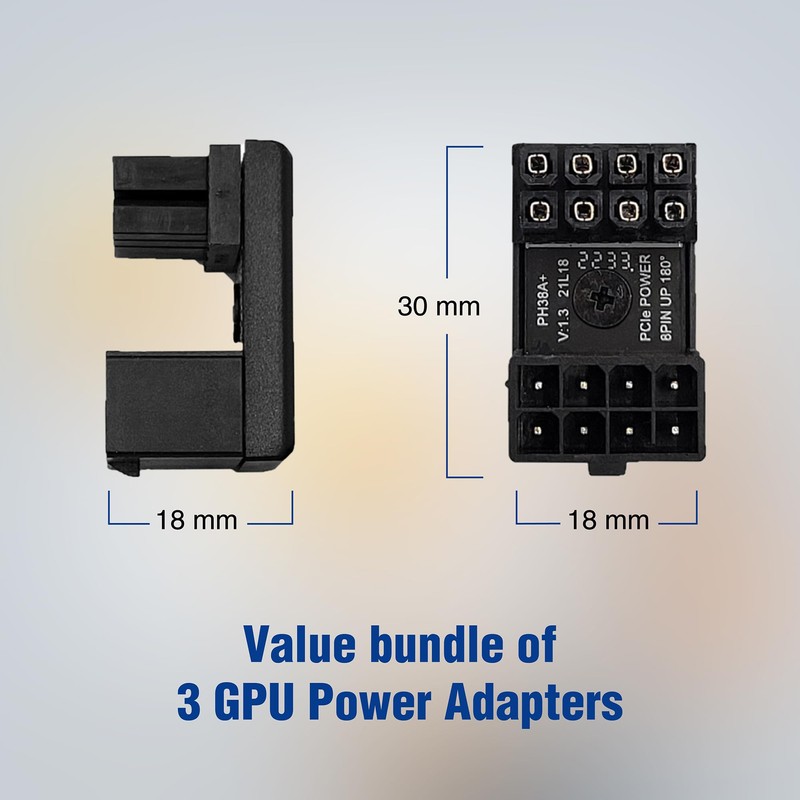 PCIe 8-Pin 180 Degree Angled GPU Power Adapter, Standard Version
