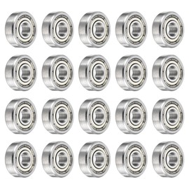 sourcing map 20Pcs 604ZZ Deep Ball Bearings 3.9x12x4mm High Carbon Steel Double Sealed Bearings for Electric Motor, Home Appliances, Garden Machinery, Silver Tone
