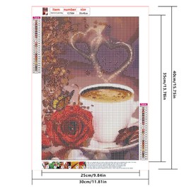 SHEGZHUC Diamond Painting Coffee Rose 30 x 40 cm 5D Diamond Painting Coffee Pictures for Kitchen Diamond Painting Pictures Coffee Painting by Numbers Coffee Daiments Painting Pictures Coffee