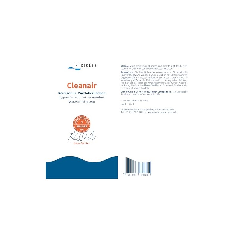 Cleanair - for cleaning and odour removal of vinyl on