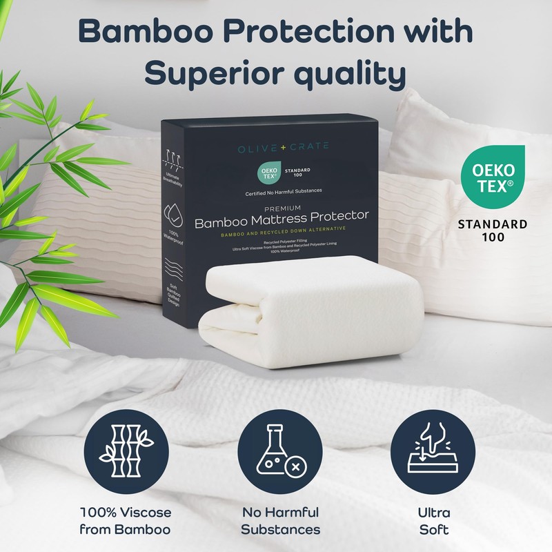 Olive + Crate 100% Viscose Bamboo Mattress Protector - Eco-Conscious