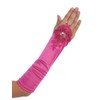Satin Ruched Fingerless Gloves (Fuchsia, 4-7)