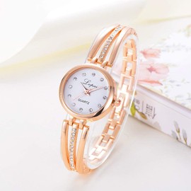 Watches, Women's Quartz Analogue Watch, Decoration Bracelet Jewellery, Wrist Watch for Women, Rose Gold, standard, standard