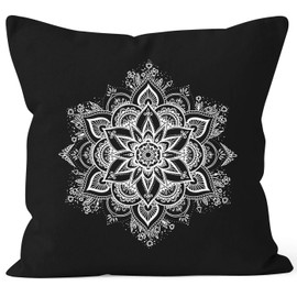 Autiga Cushion Cover Mandala Ornament Bohemian Boho Ethnic Cushion Cover Decorative Cushion Black One Size
