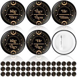 Hoteam 100 Pronoun Badges Pins Tarot Style Gender Identity Pins Pronouns Recognition Brooch "he/him,She/her,They/them" Badges for Shirts Clothes