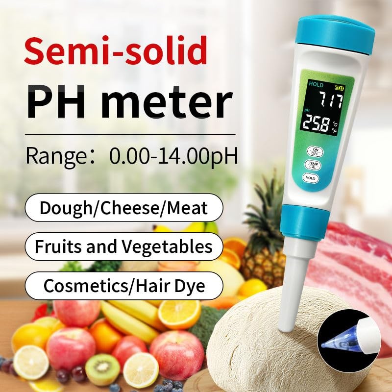 OBEST Food Acidity Meter Temperature 2 in 1, Smart pH