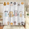 BCNEW Cartoon Cat Shower Curtain Cute Kitty with Fish Kitten