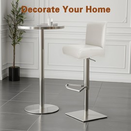 PU Leather Bar Stool Covers with Backs, 4 Pack Stretch Waterproof Bar Stool Chair Covers Washable & Comfortable Barstool Covers Slipcovers with Back for Pub/Counter/Dining Room Decoration (Cream)