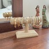 MOOCA 2 Pcs Linen Covered Wood Jewelry Display Stand, Bracelet