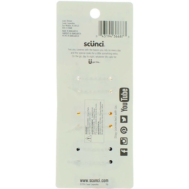 Scunci No-Slip Grip Mini Octopus Jaw Clips 6 Count (Pack