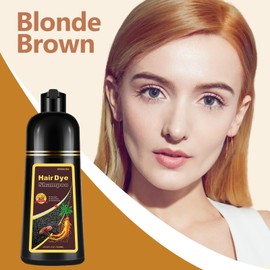 Instant Natural Brown Hair Color Shampoo - 3 in 1 for Gray Hair, 100% Coverage in 10-15 mins, Long Lasting, 16.9 Fl Oz