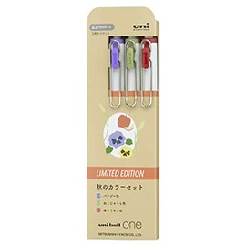 MITSUBISHI PENCIL UMN-S-05G3C-ATM, UNIBALL ONE LIMITED SET, Autumn Color, 3 Color Set, 0.5mm, Pansy Color, Cat Puffy Color, Baked Apple