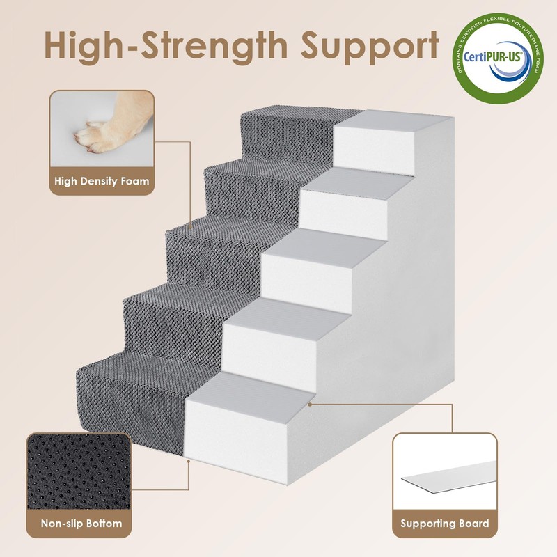 EHEYCIGA Dog Stairs for High Bed 25" H, 5-Step Extra