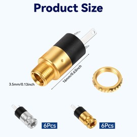 Xelsluthe 12 PCS 3.5mm Female Headphone Stereo Audio Jack, Stereo Panel Mount Jack Connector Gold Plated, 0.63 Inch Metal Audio Jacks