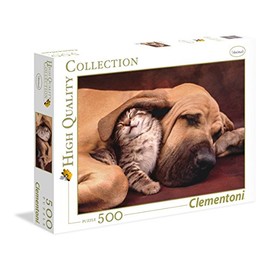 Clementoni Cuddles Cute Cat & Dog 500 Piece Jigsaw Puzzle for Adults