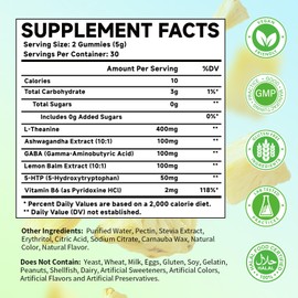MOORGUMY L-Theanine Gummies, 400mg l'theanine Chewable Vegan Supplement