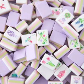 American Travel Beach Supplies Travel 4 Layer Engraved Acrylic Luxury 160 Dog Light Purple Set America Mahjong TilesColor: Navy Blue