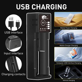 18650 Battery Charger,21700 Battery Charger for 3.7V Li-ion Rechargeable Battery 18650 26650 21700 18500 18350 14500, Ni-MH Ni-Cd AA AAA Batteries