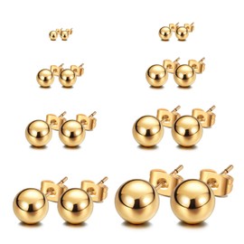 JewelrieShop Ball Earrings 316L Surgical Steel Earrings Round Ball Stud Earrings Set for Women