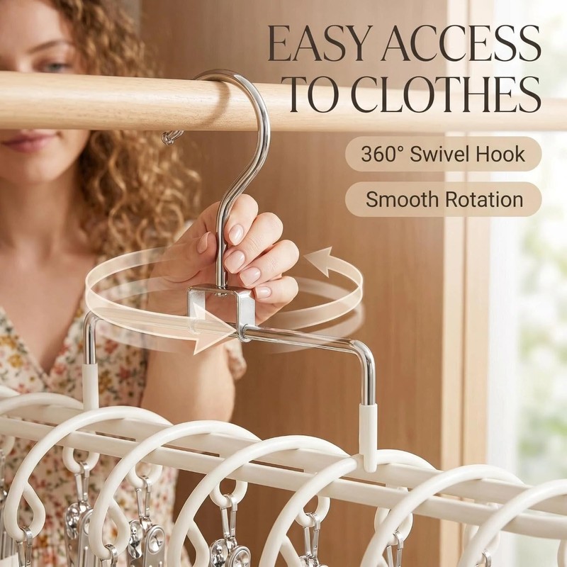 20 Clips Space-Saving Multi-Pants Hangers, Closet Organizers and Storage, Metal