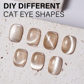 AILLSA Glass Cat Eye Gel Nail Polish, Champagne Glitter Jelly Gel Nude Nail Polish Magnetic Gold Shimmer Sparkle Nail Art U V Gel Salon 0.5 OZ