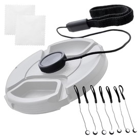 Lens Cap Keeper Set – 8 Universal Cap Leashes + 2 Microfiber Cloths for DSLR & Mirrorless Cameras – Anti-Loss Lens Tether Kit for Nikon, Canon, Sony (10-Piece Set)