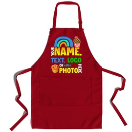 lepni.me Premium Kids Aprons for Cooking | Painting Apron for Kids | Aprons with Double Pocket for Toddlers Boys Girls | Baking Art Cooking Outfit, Red for children, multicoloured