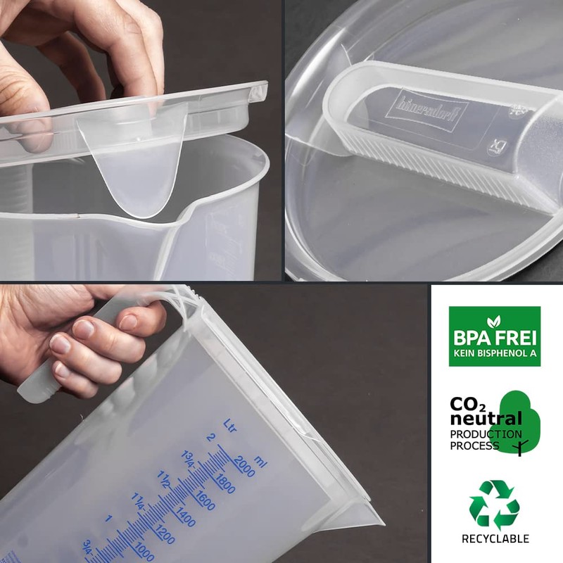 hünersdorff Measuring Jug 1 Litre with Lid, Polypropylene (PP), Shatterproof