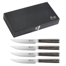 Cangshan 4-Piece Pakkawood Steak Knife Set w/Wood Box, 10300535
